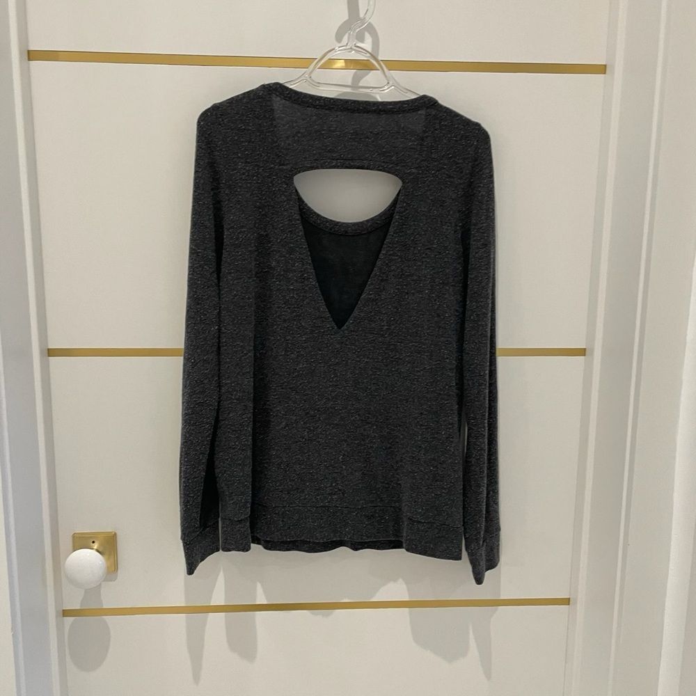 CHASER Charcoal Gray Knit Top with Pink Champagne Can't Complain open back M - Picture 4 of 5